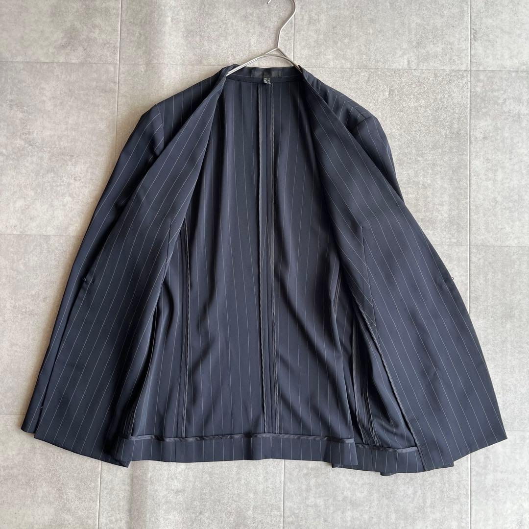 【大きいサイズ】iCB ノーカラー ストライプ パンツスーツ セットアップ