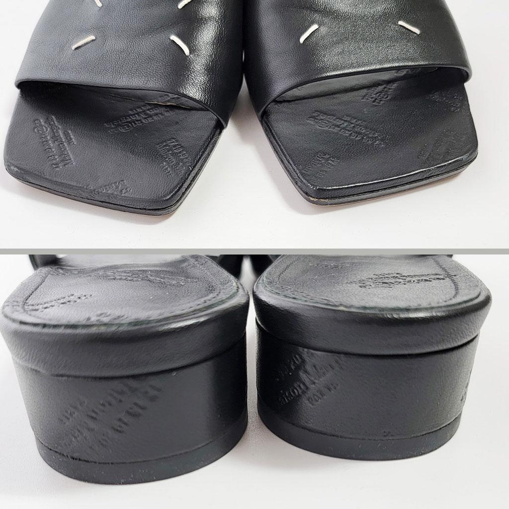 メゾンマルジェラ　レザー 4ステッチ サンダル ミュール　ブラック　37