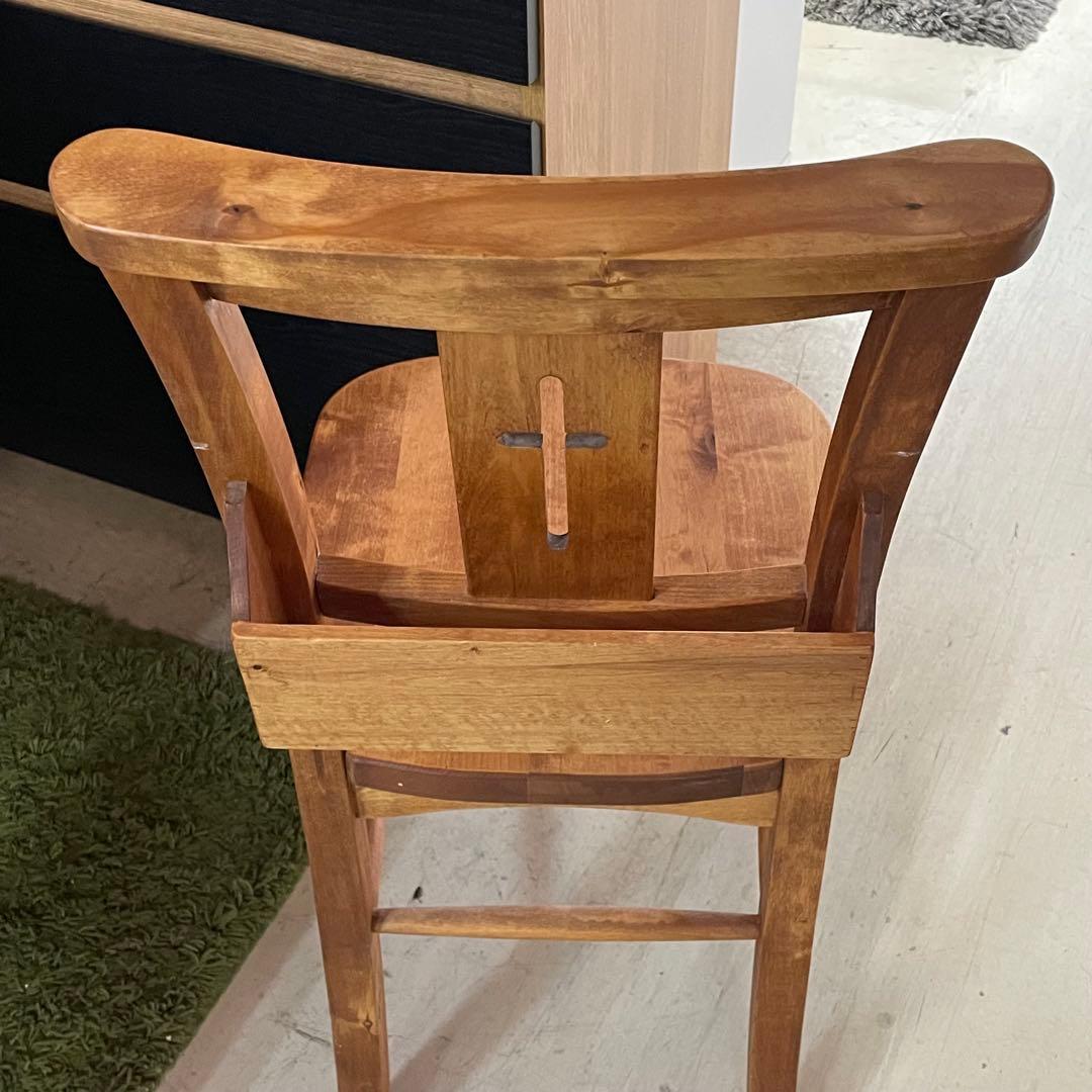 アンティーク調 チャーチチェア風　ナチュラルウッド　ブックラック付き　椅子　1脚