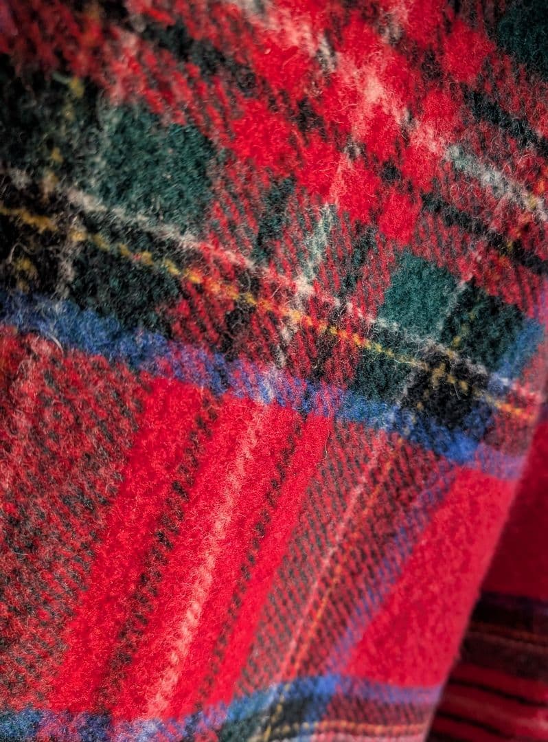 60's　70's　ヴィンテージ　タータンチェック　ケープジャケット　フード付き