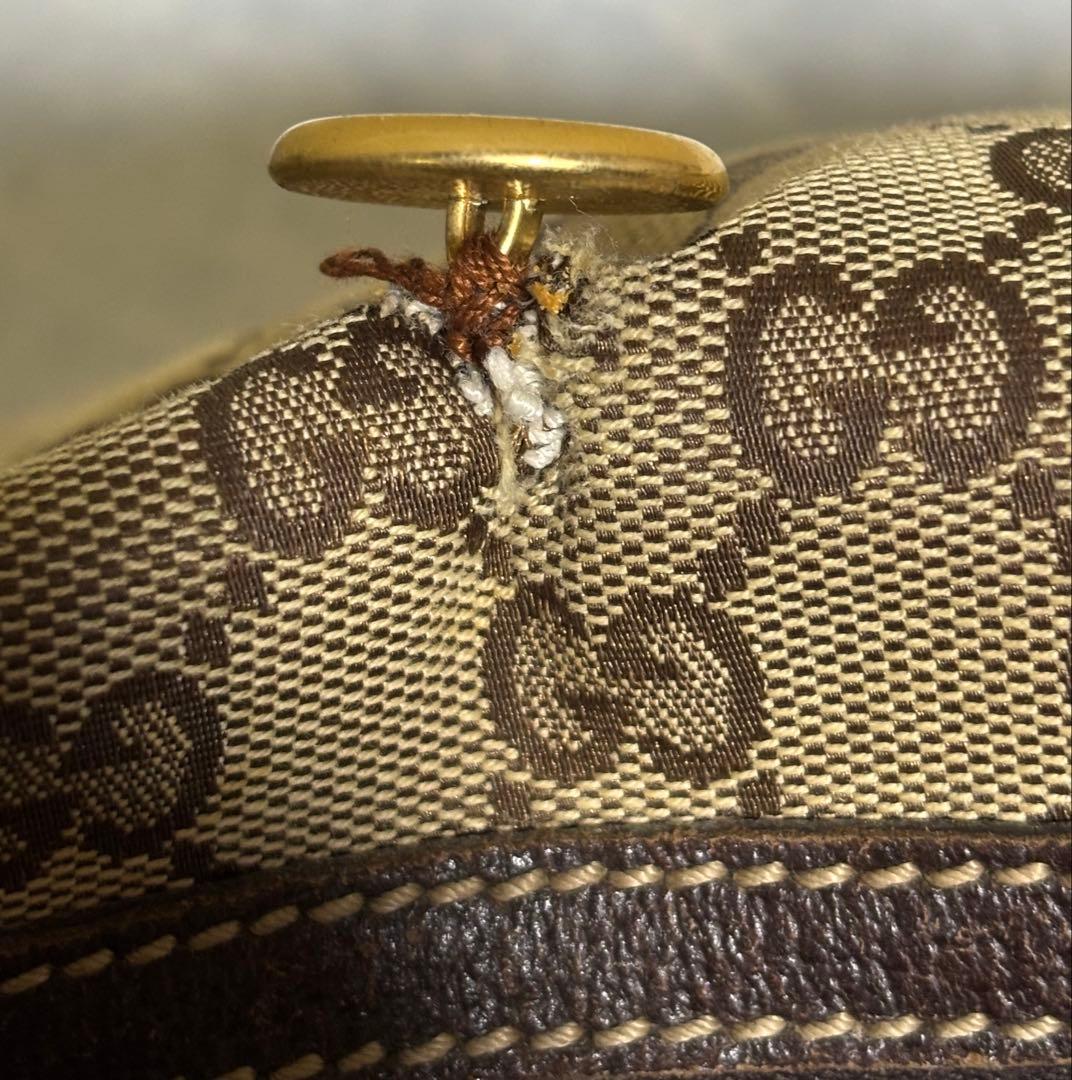 GUCCI ハンドバッグ GG柄 キャンバス生地 茶色