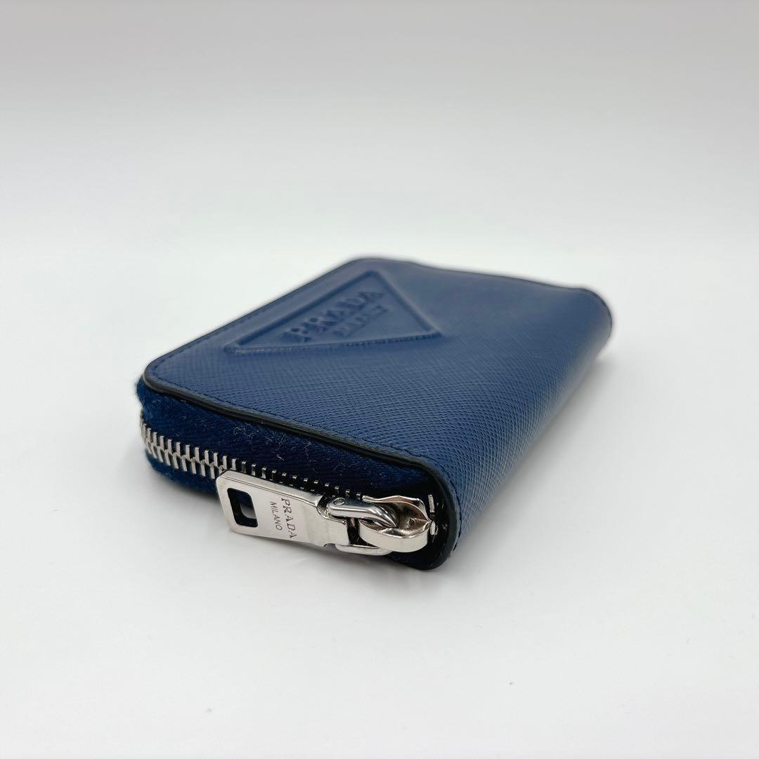 現行 美品 ＊ PRADA サフィアーノ 型押し 三角ロゴ ケース