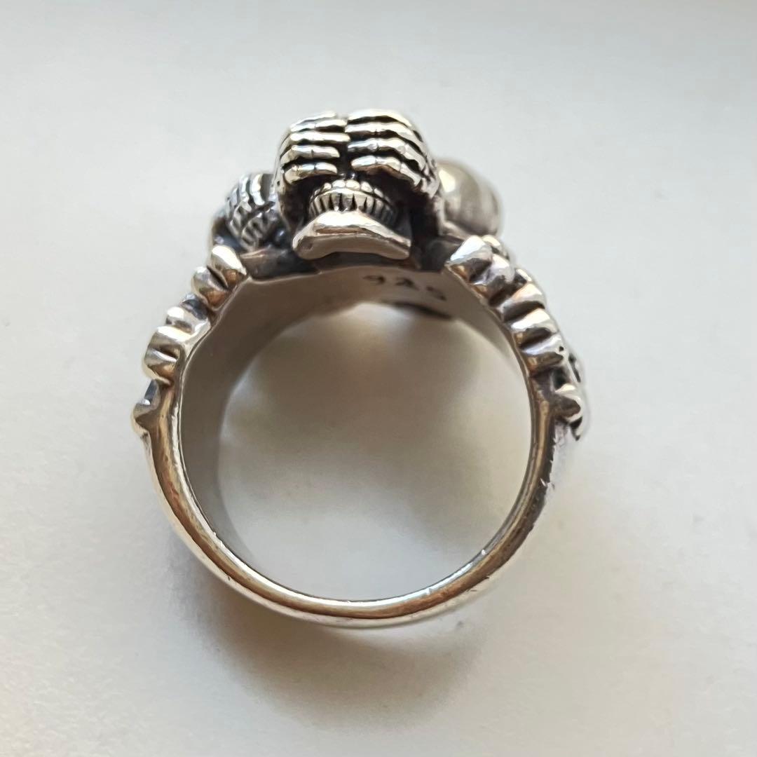 34g シルバー925 Three Wise Skall トリプル スカルリング