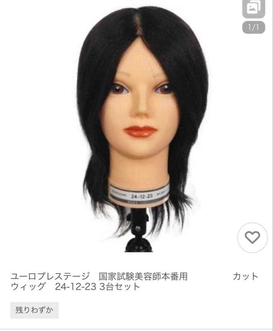 美容師国家試験用本番ウィッグ　3体セット