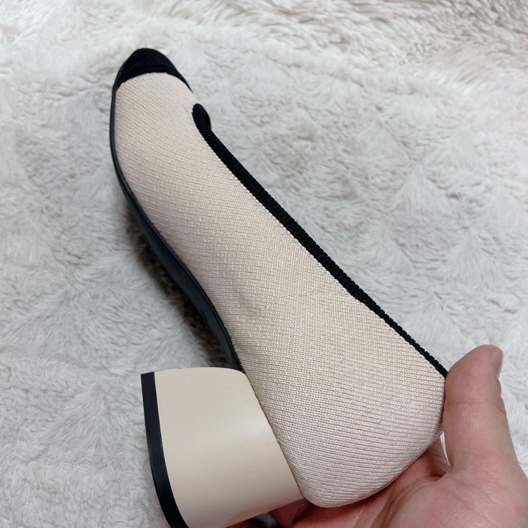 極美品 ビバイア バイカラー パンプス ホワイト アイボリー ブラック ヒール