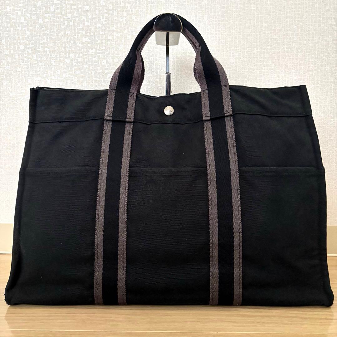 ケ*ウ様 【本物】エルメス トートバッグ フールトゥMM キャンバス 黒 ビジネ