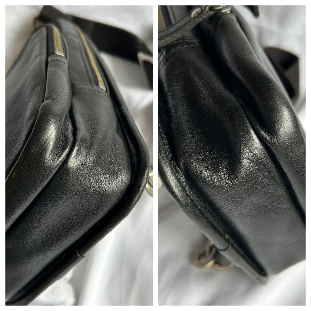 【希少】BURBERRY ブラックレーベル　ブラック　レザー　ボディバッグ 黒