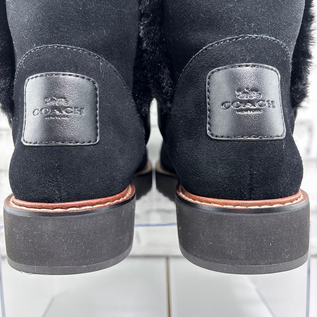 未使用✨COACH ファー ブーツ 黒 23.5㎝ 本革 ブラック　スエード