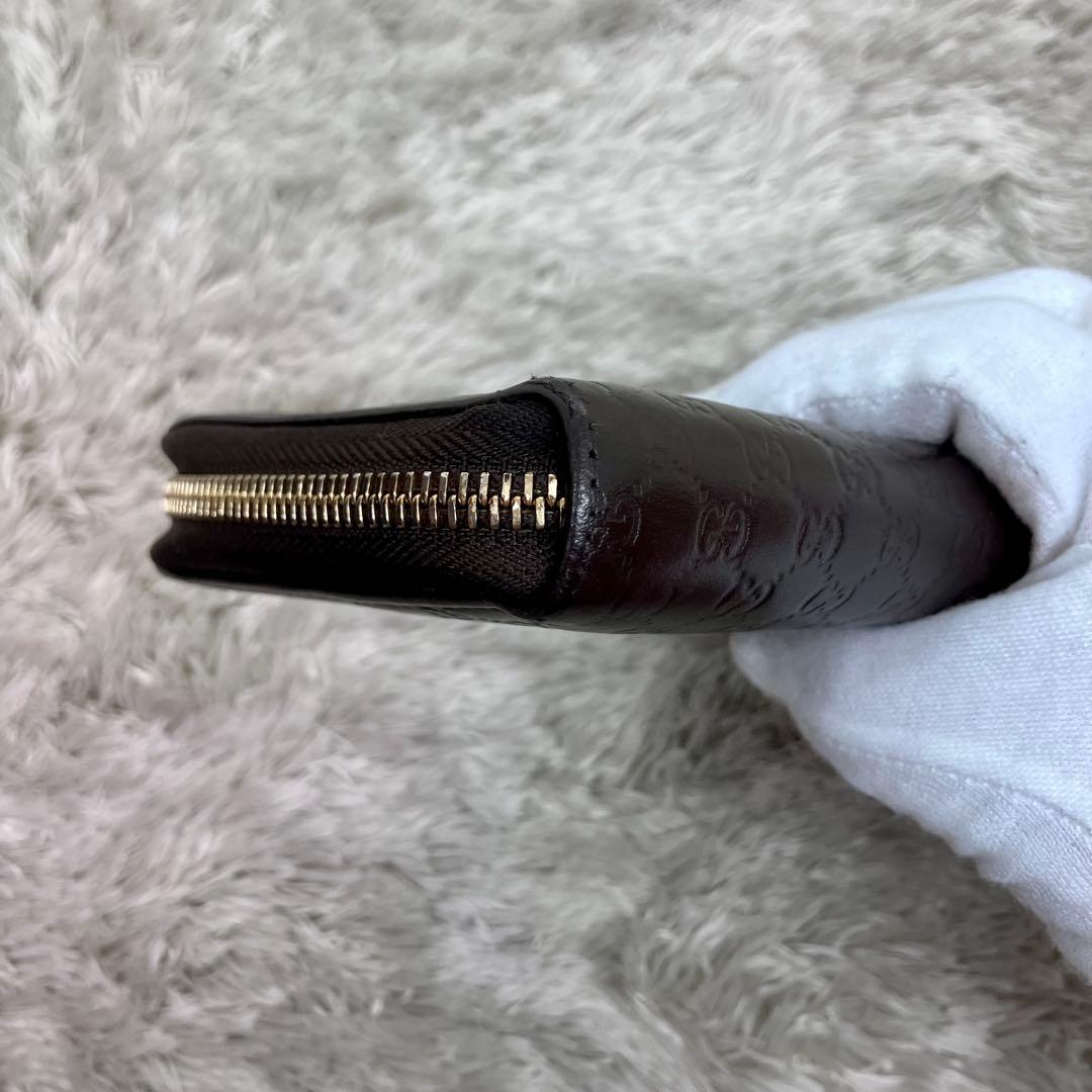 美品✨GUCCI マイクロシマ プレートロゴ GG ラウンドジップ