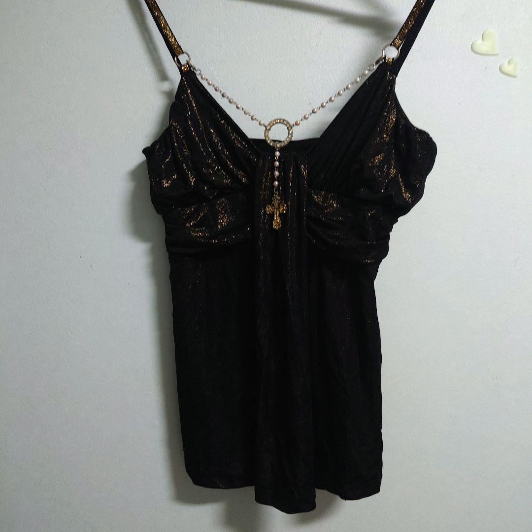 d.i.a. ダイヤ 正規店　ビーズ装飾付き黒キャミソール