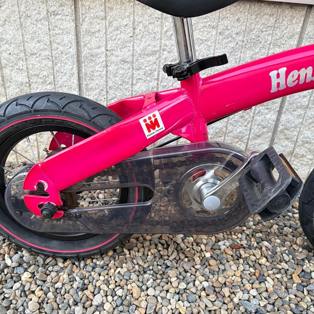 【美品】へんしんバイク 12インチ ピンク スタンド付　ベル付き　反射板付き