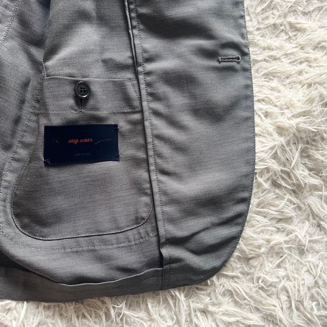 <美品>LARDINI easy wear 新ロゴ グレー ウールジャケット44