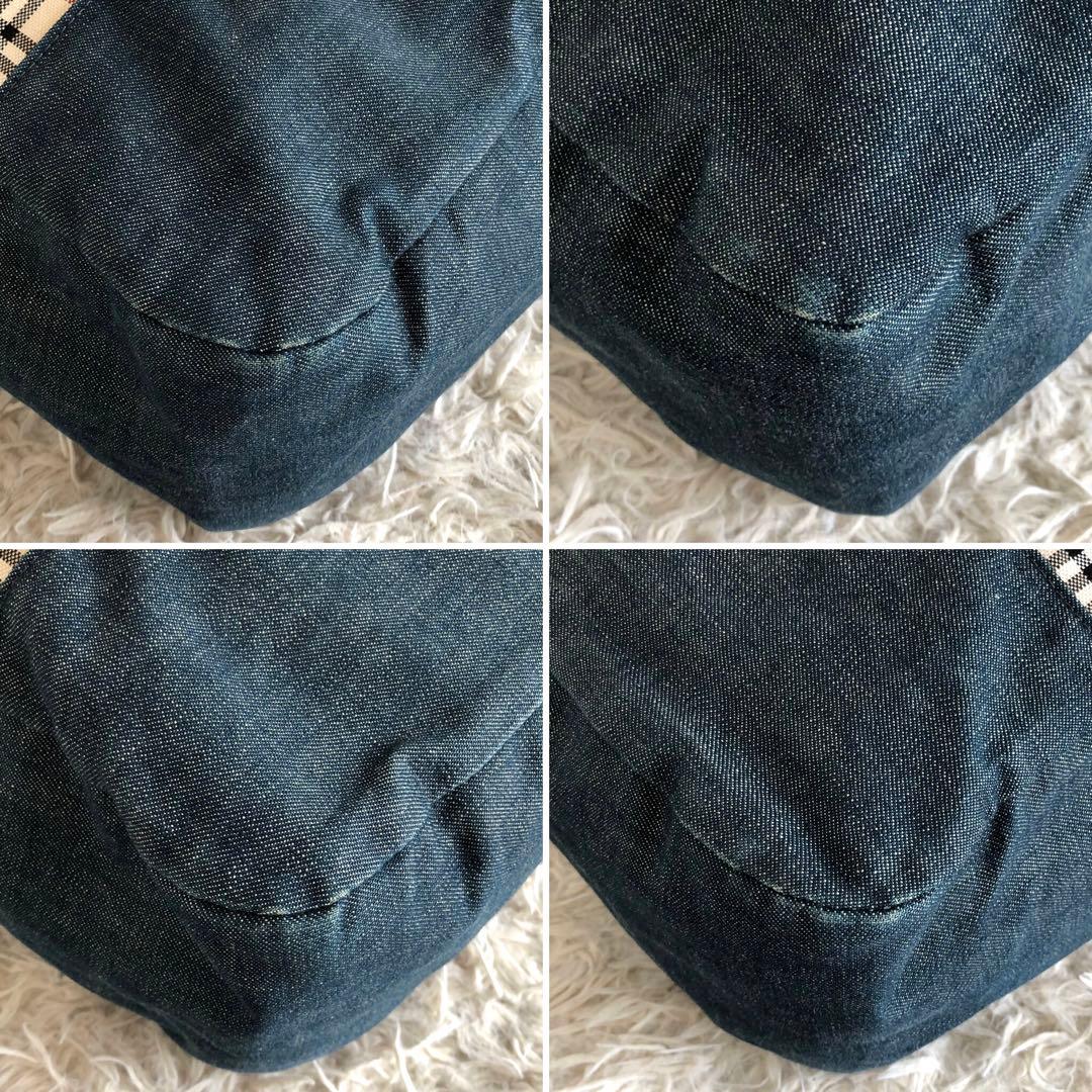 【美品】バーバリーブラックレーベル　トートバッグ　本革　デニム　ノバチェック