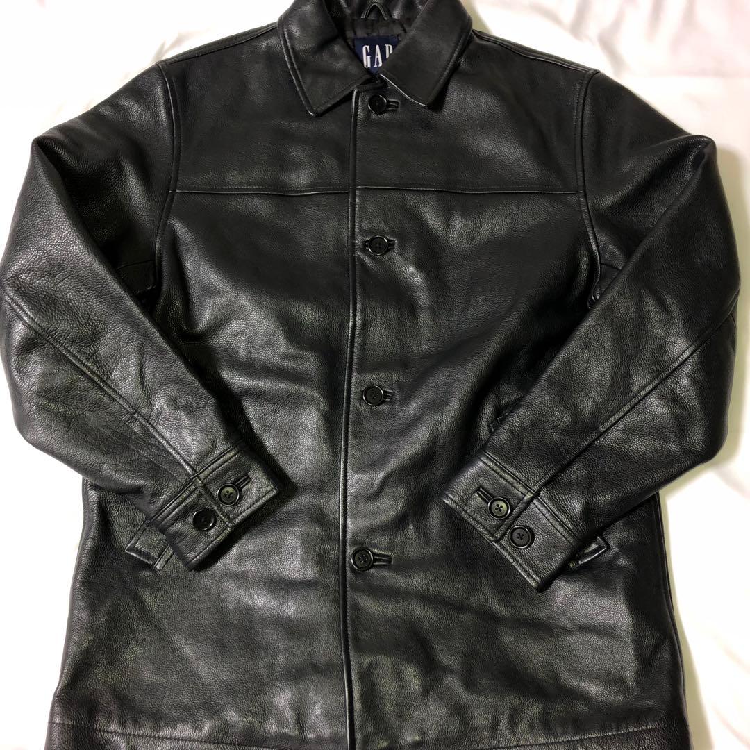 【美品】OLD GAP レザー ジャケット カーコート 黒 S シングル 90s