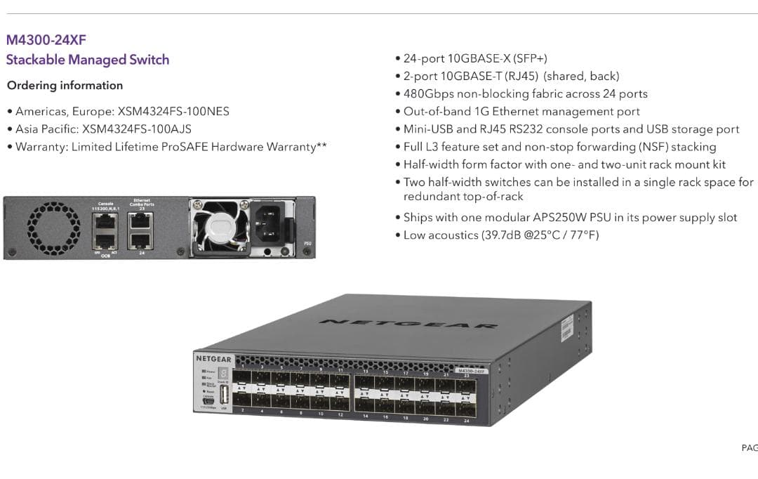 M4300-24XF(XSM4324FS) 24xSFP+ 10G L3スイッチ