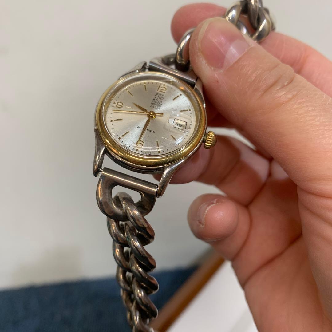 【希少】Clio blue クリオブルー 自動巻き シルバー925 時計 裏スケ