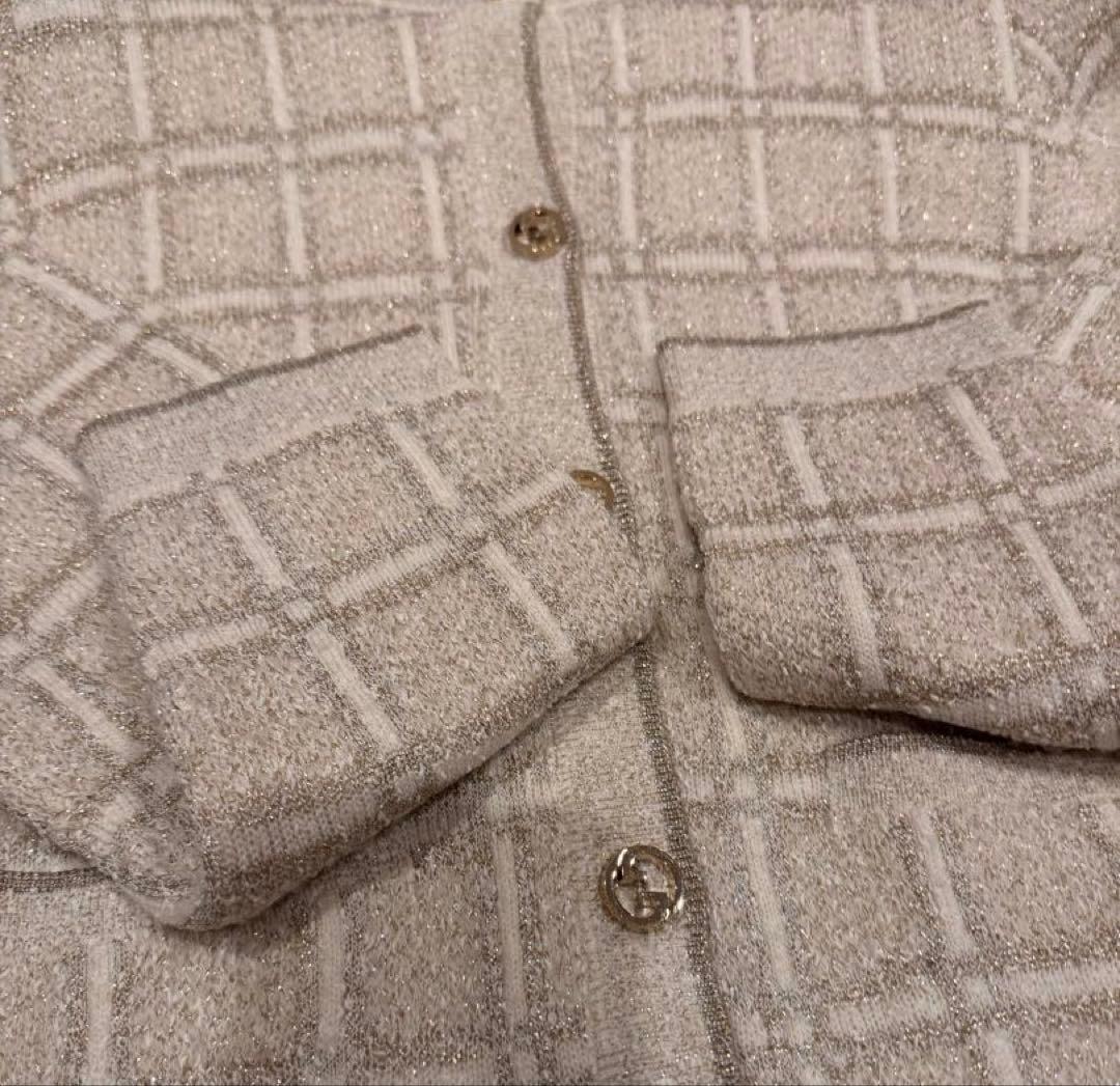 24AW/GUCCIチェック柄ラメウールジャガードジャケットグッチニットアウター