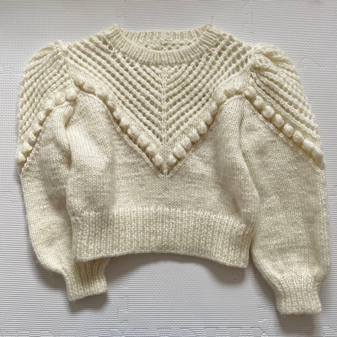 vintage アイボリー ボリュームスリーブ ニット