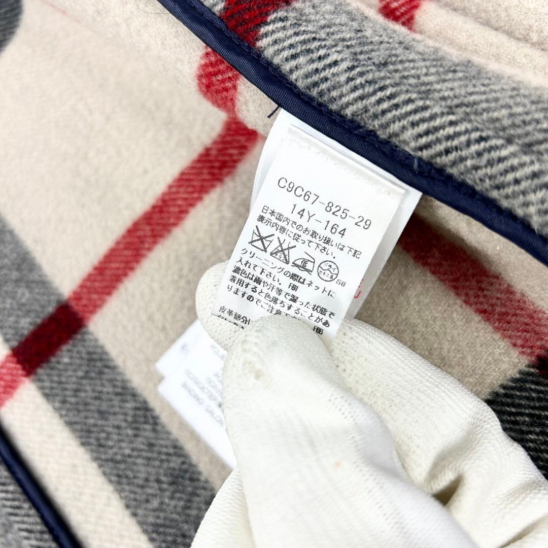 バーバリーチルドレン ダッフルコート 14Y 164cm ネイビー メガチェック