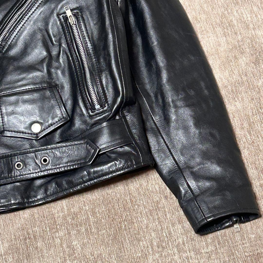 美品　HORN WORKS ダブルライダースジャケット　本革　(L) ブラック
