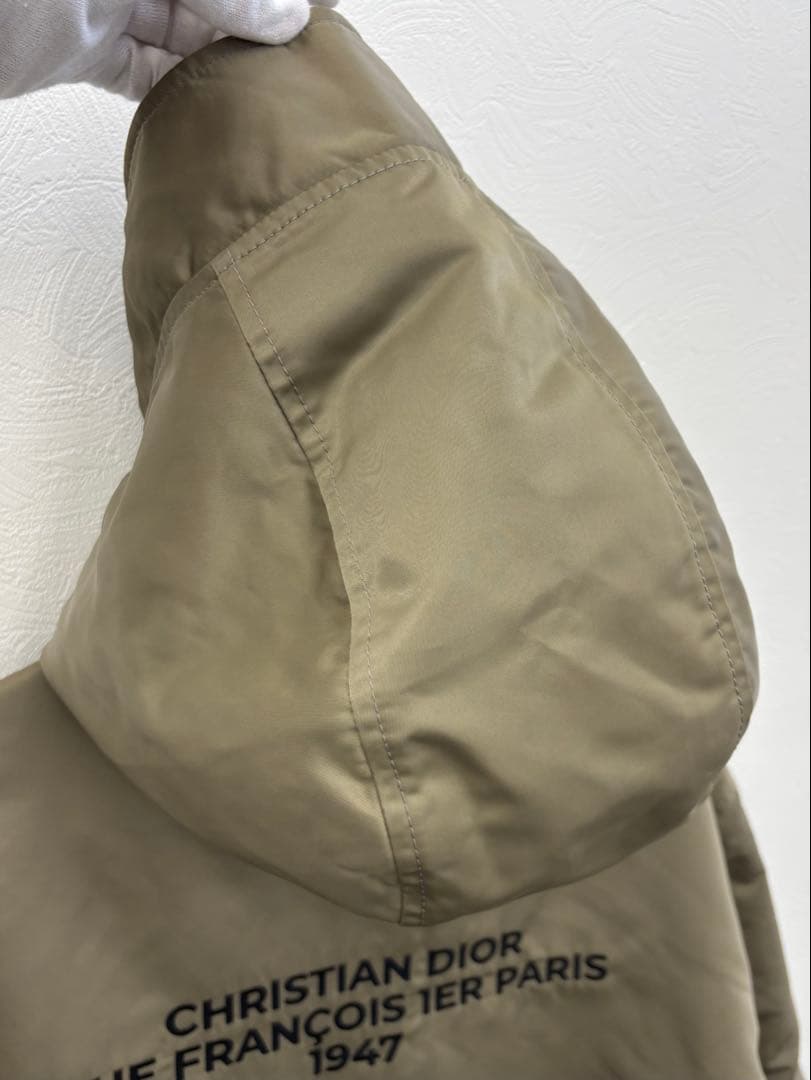 極美品 Dior ディオール 1947刺繍 ナイロン フーデッドコート 48