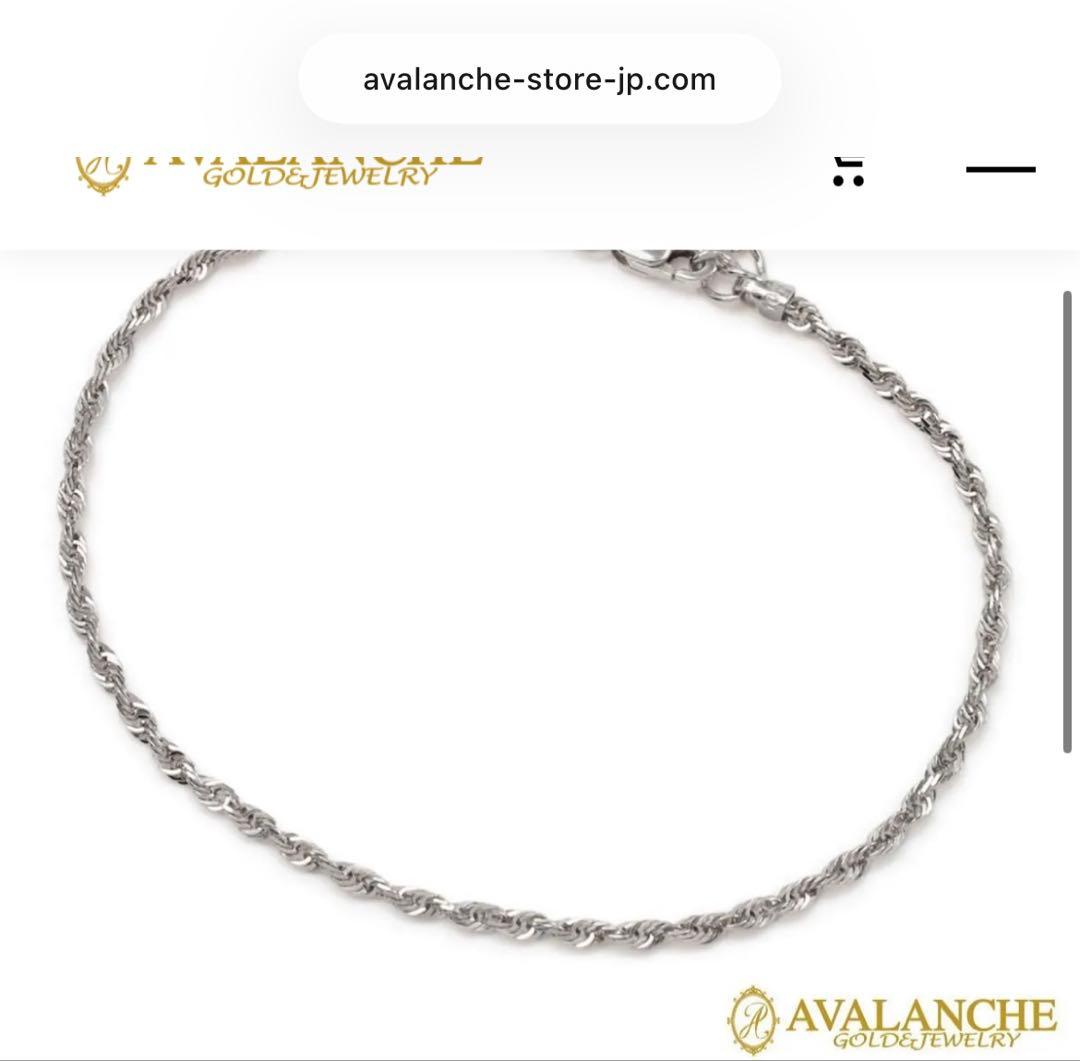 AVALANCHE 10k ホワイトゴールド　ロープブレスレット 18cm