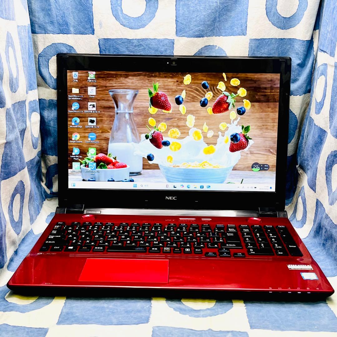 大容量HDD 1TB☆大人気赤ノートパソコン♪カメラ&ブルーレイ搭載♡Win11