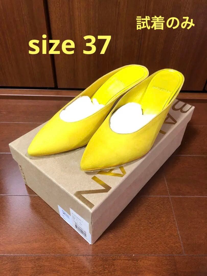 美品 BALDAN 37 イエロー 5cmミュール パンプス サンダル