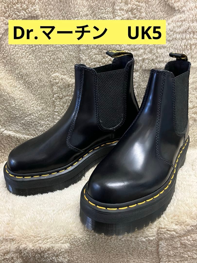 【未使用に近い】ドクターマーチン サイドゴアチェルシーブーツQUAD厚底24cm