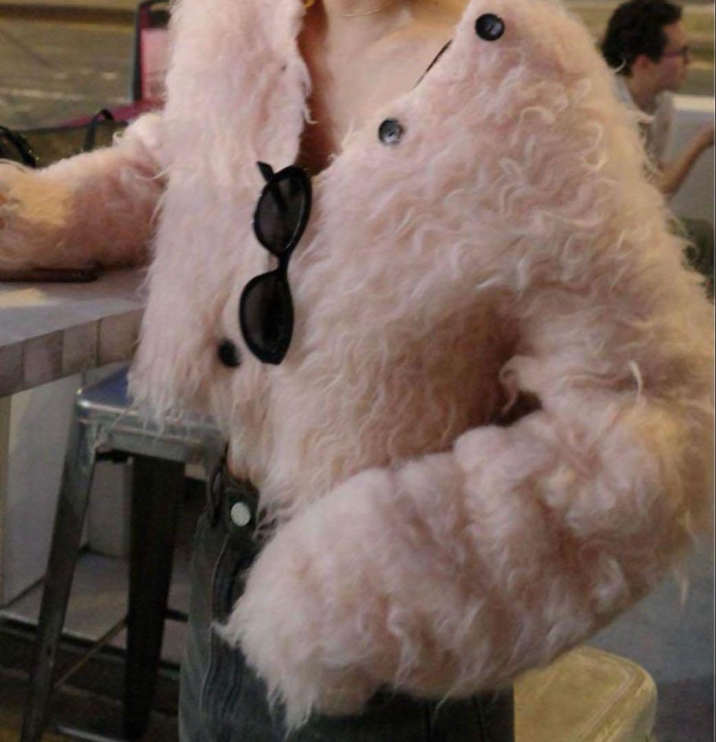 CLANE シャギーショートニットカーディガン ピンク