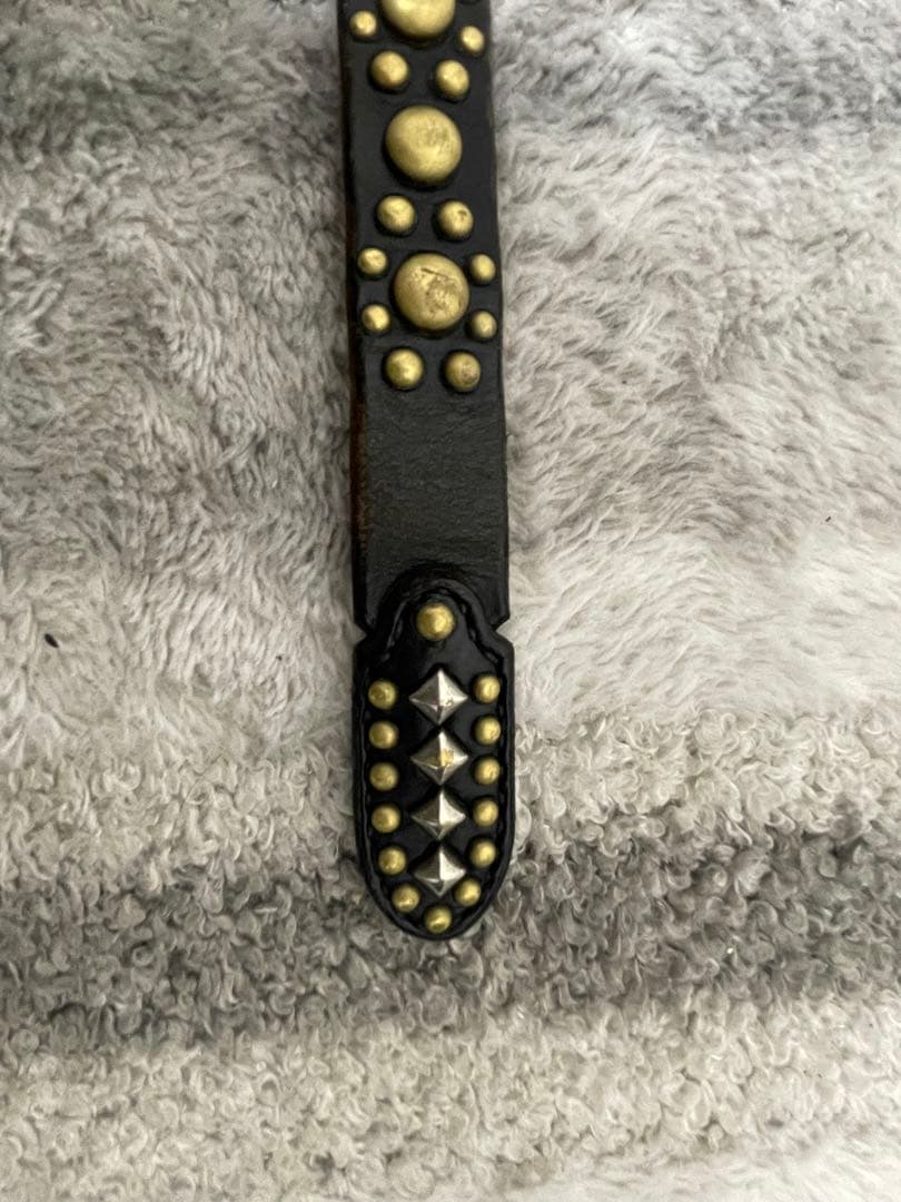 CALEE スタッズ付きブラックレザーベルト