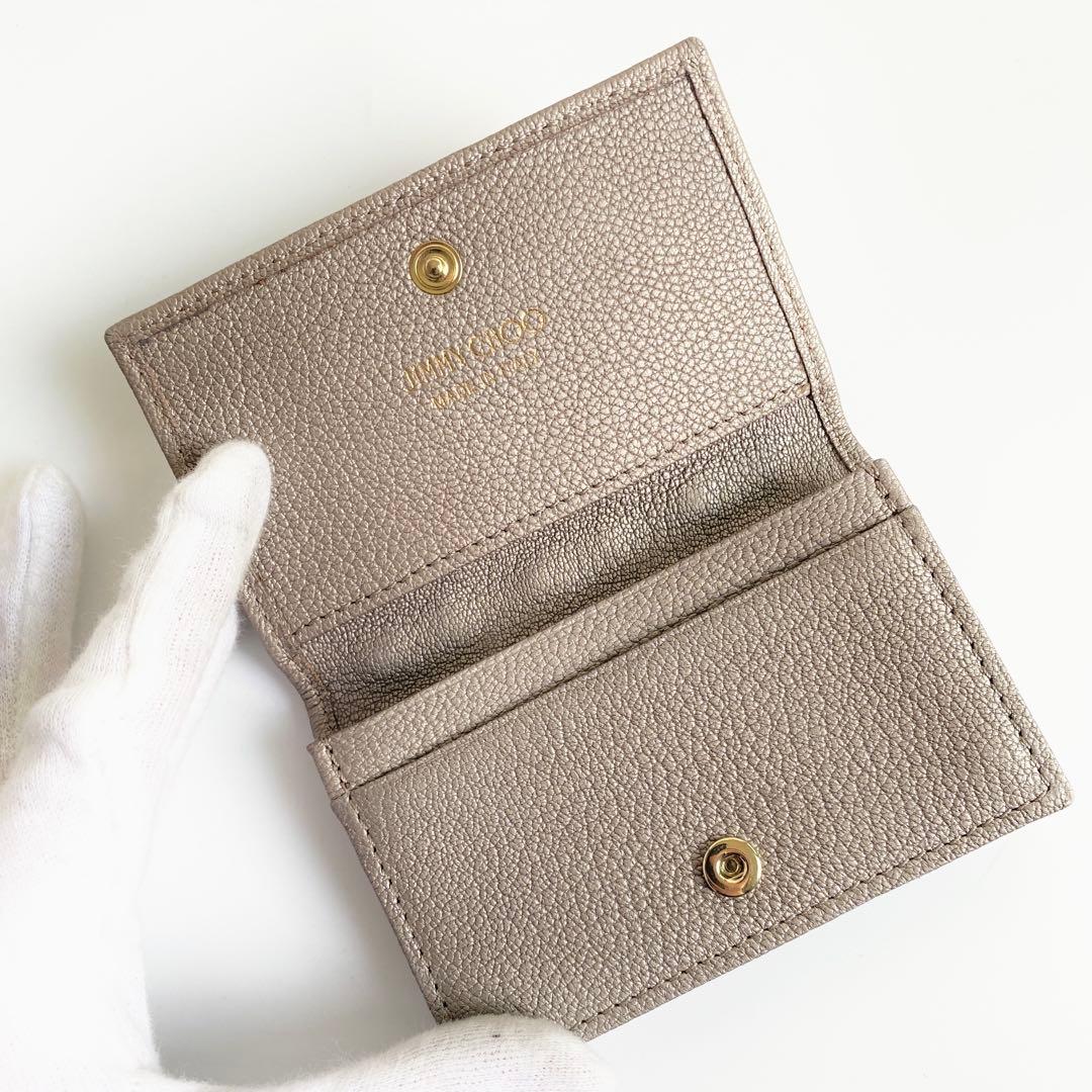 JIMMY CHOO 名刺入れ カードケース NELLO ライトカーキ
