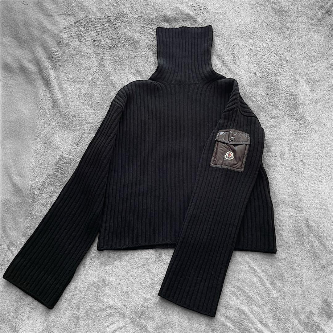 美品✨ MONCLER ニット ポケット ウール タートルネック S ブラック