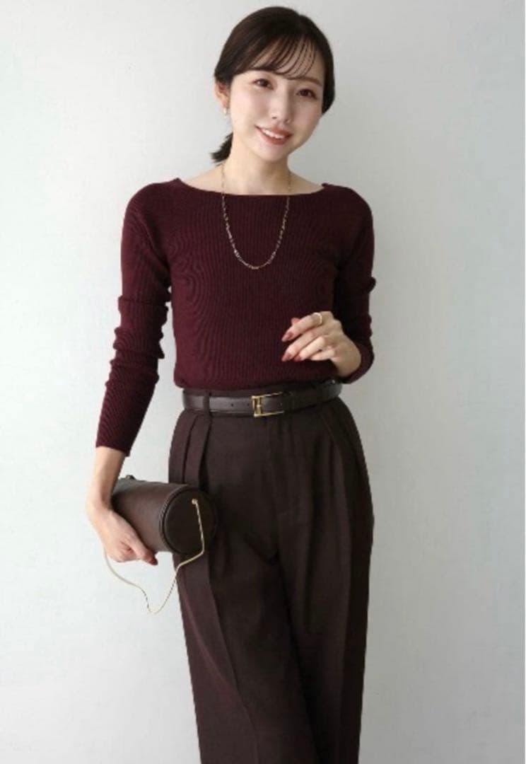 anuans シルクカシミヤブレンドボートネックニット