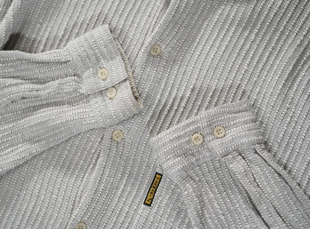 イタリア製 90s ARMANI JEANS スタンドカラー シャツ M