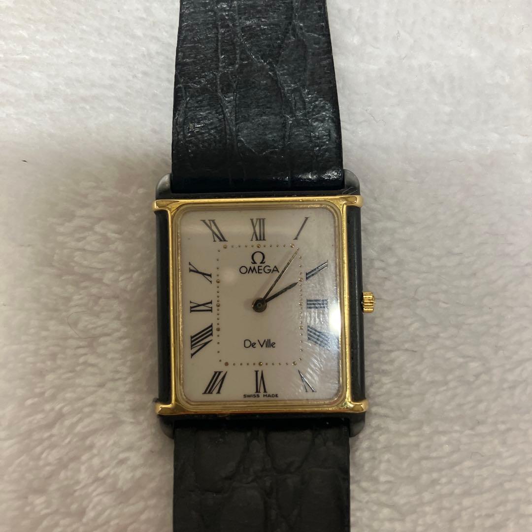 オメガ デヴィル スクエア 1450 クォーツ 稼動品　ベルト社外品