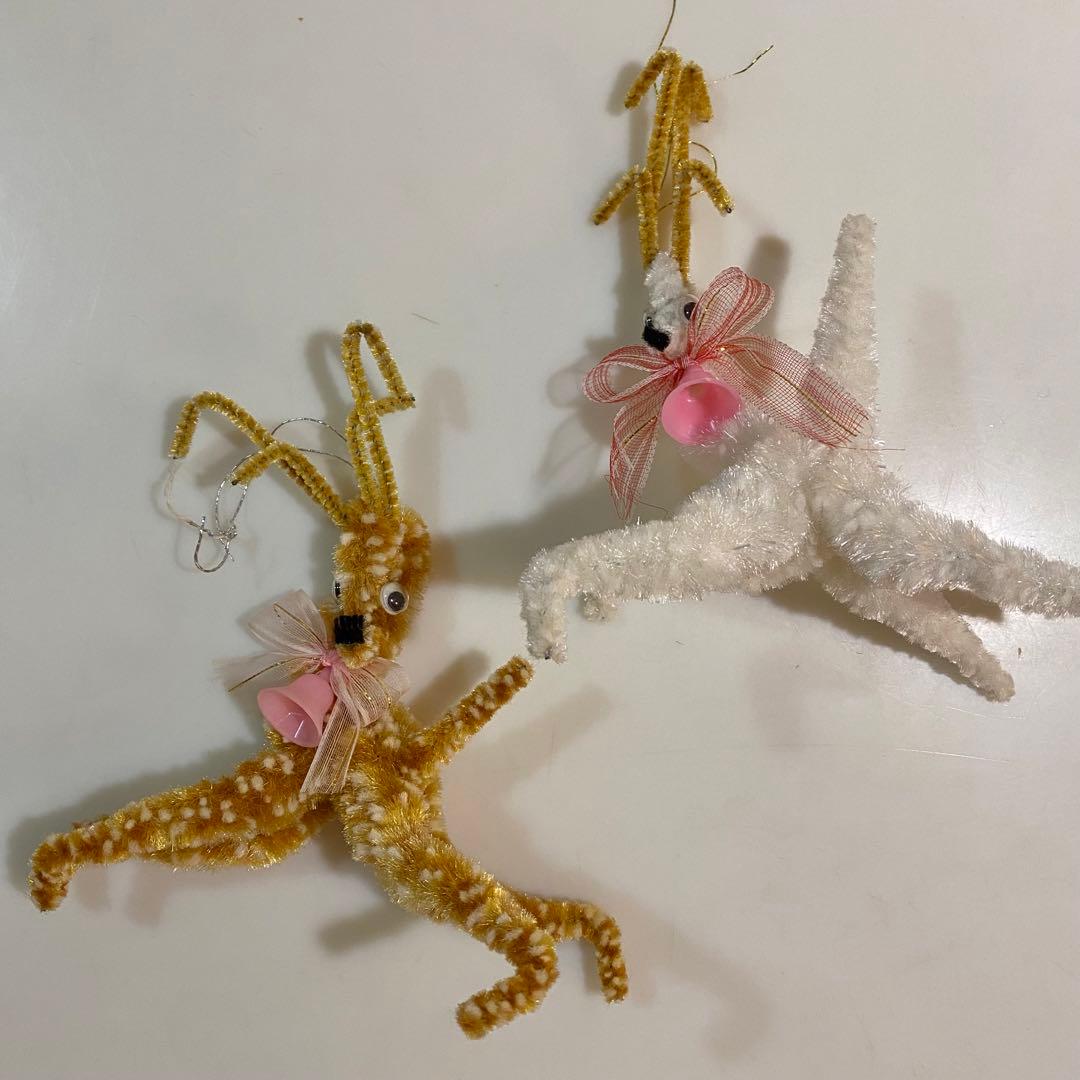 モールのサンタなどクリスマス飾りセット　昭和レトロ