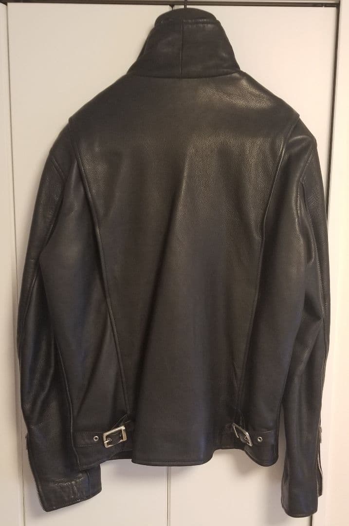 RHENIUM 雌牛本革ブラックレザーライダース 46 XL