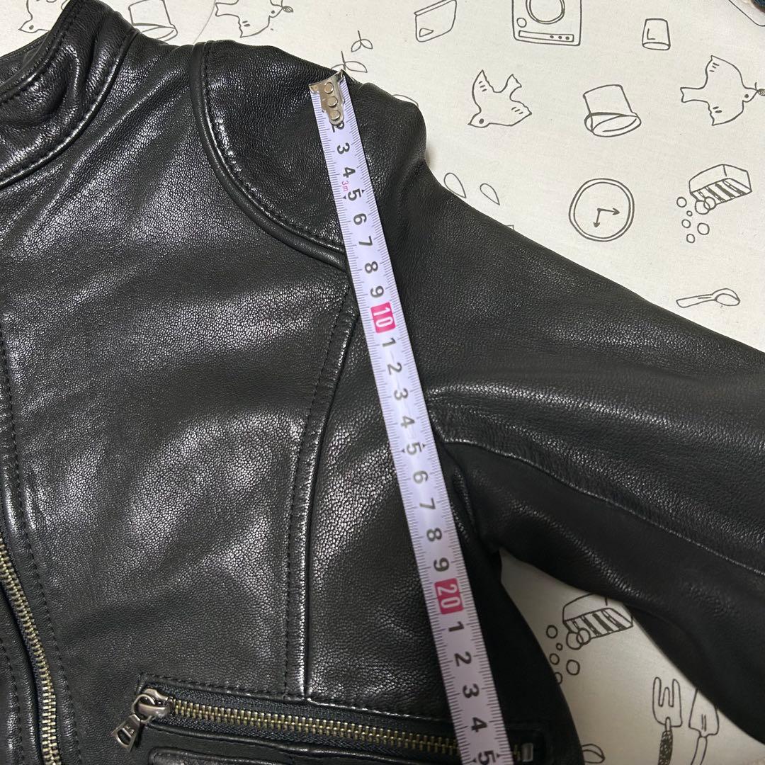 ヒステリックグラマー シングルライダースレザージャケット 山羊革 裏地総柄 黒