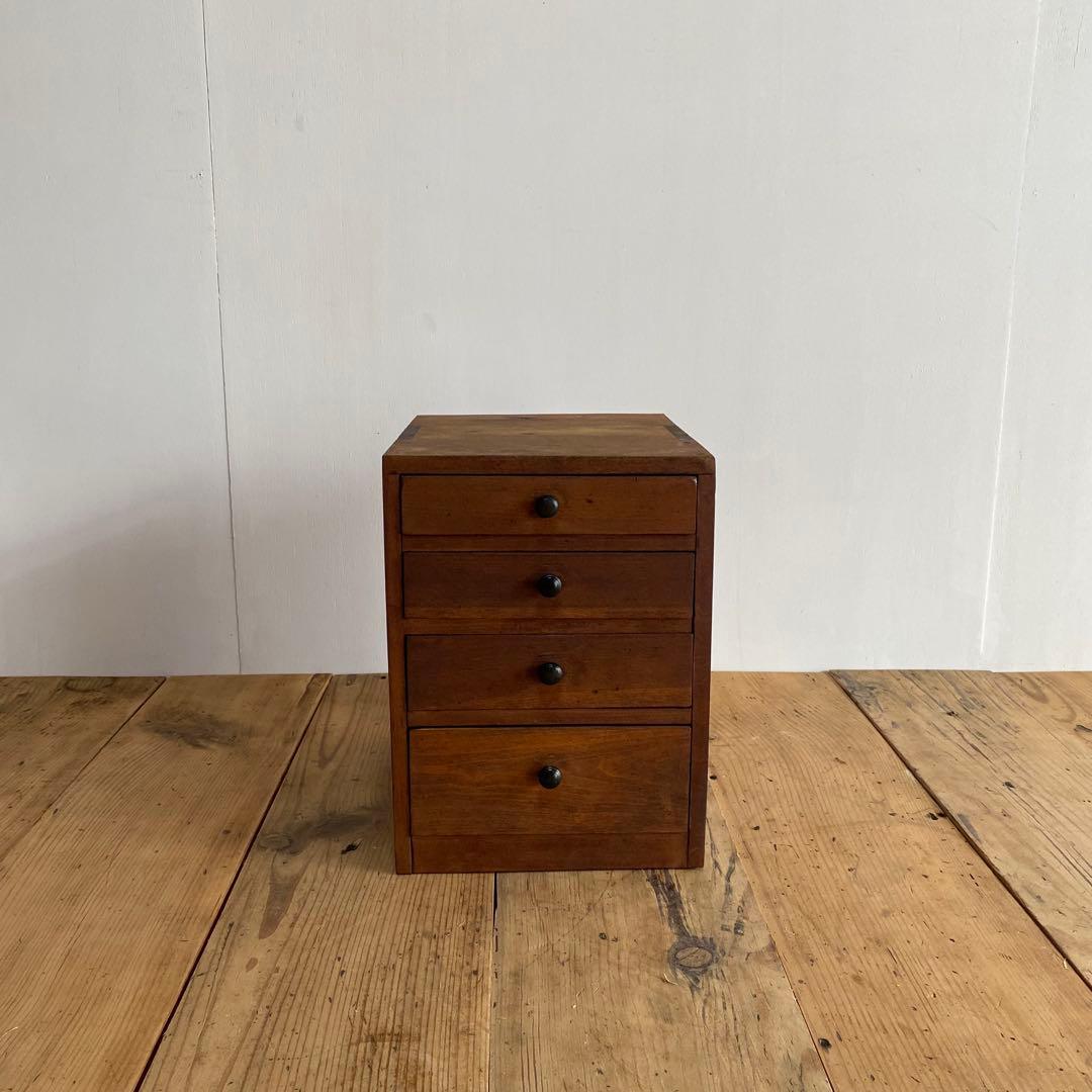 アンティーク 小引き出し 4杯抽斗 小物入れ 無垢材 昭和レトロ z736