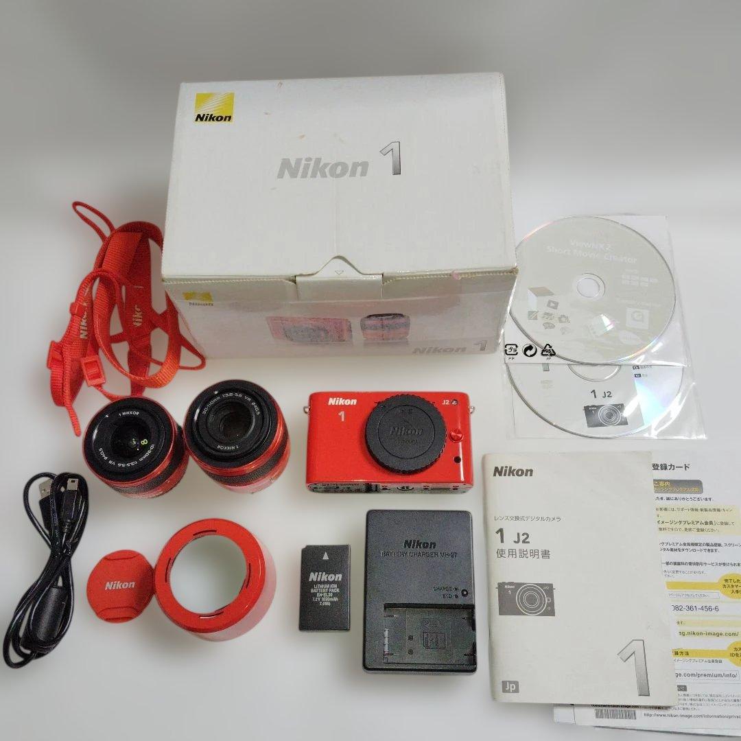 Nikon 1 J2 オレンジ本体＋ レンズ2本セット 10-30mm難あり