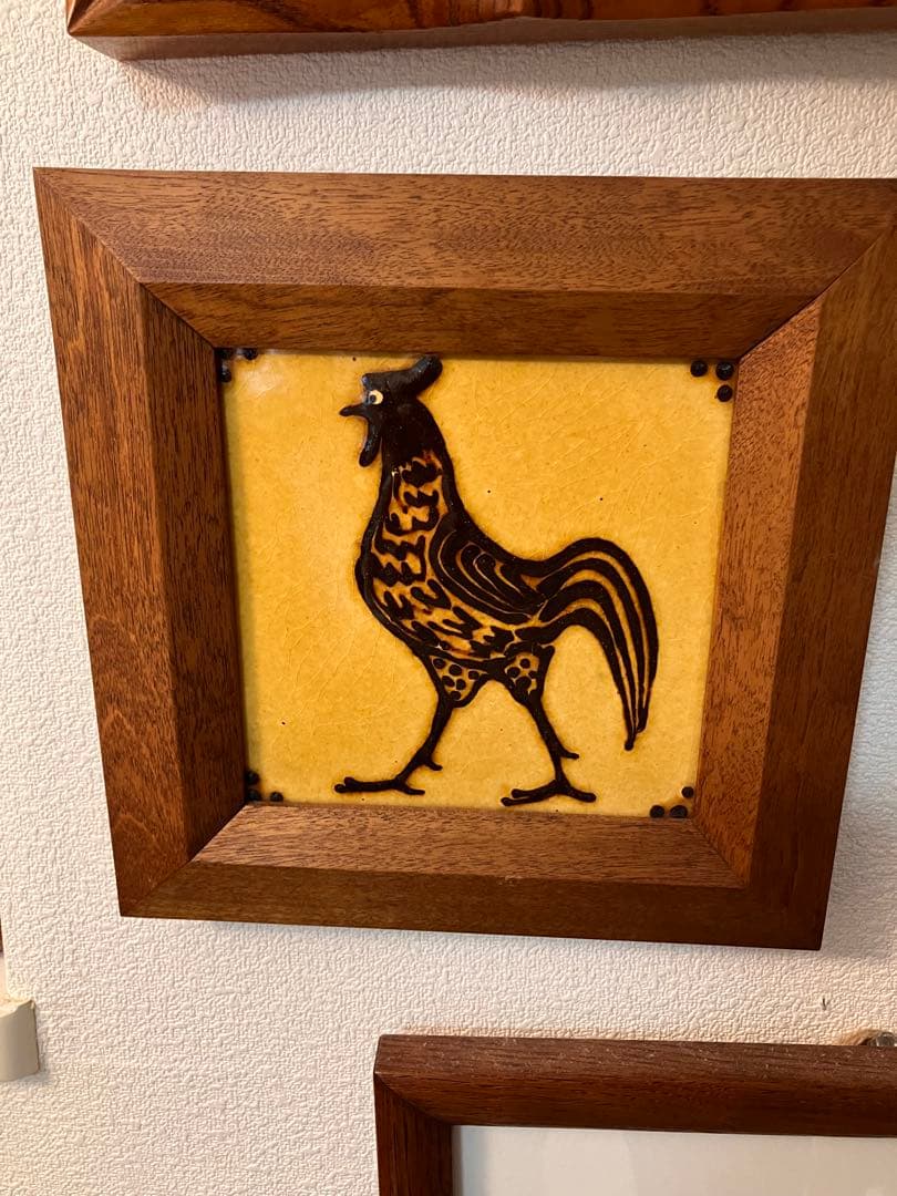 舩木研兒 舩木研児 船木研児 鶏 陶板画 スリップウェア　民藝