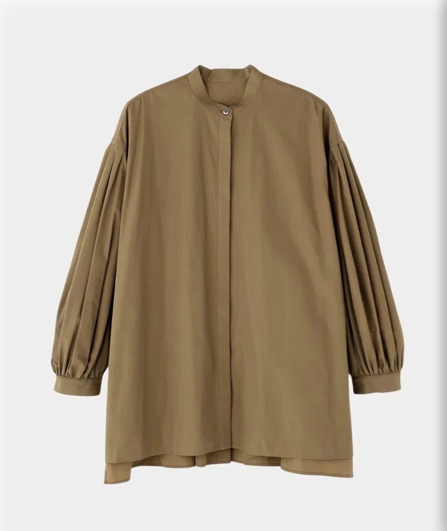 LE PHIL ルフィル タイプライターギャザーブラウス　モカ