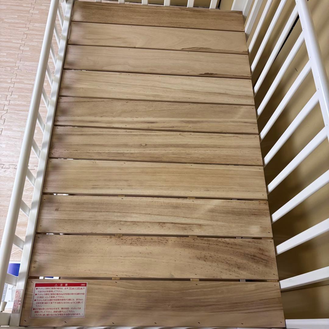 ☆除菌清掃済☆カトージ　立ちベッド4ポジション　ホワイト　すのこ床板　ハイタイプ