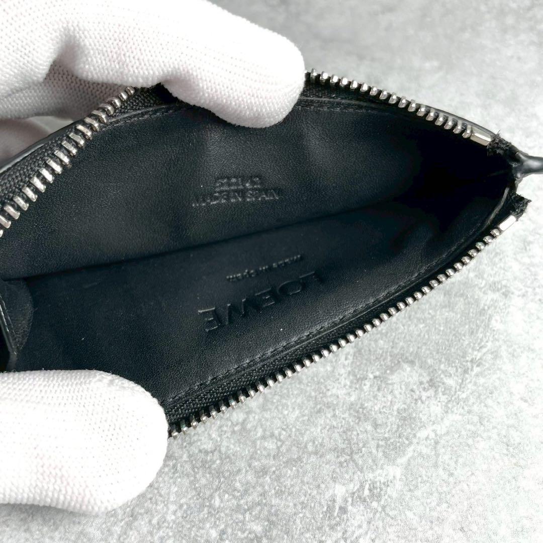 【極美品】ロエベ フラグメントケース ロゴ バイカラー レザー 本革 黒 グレー