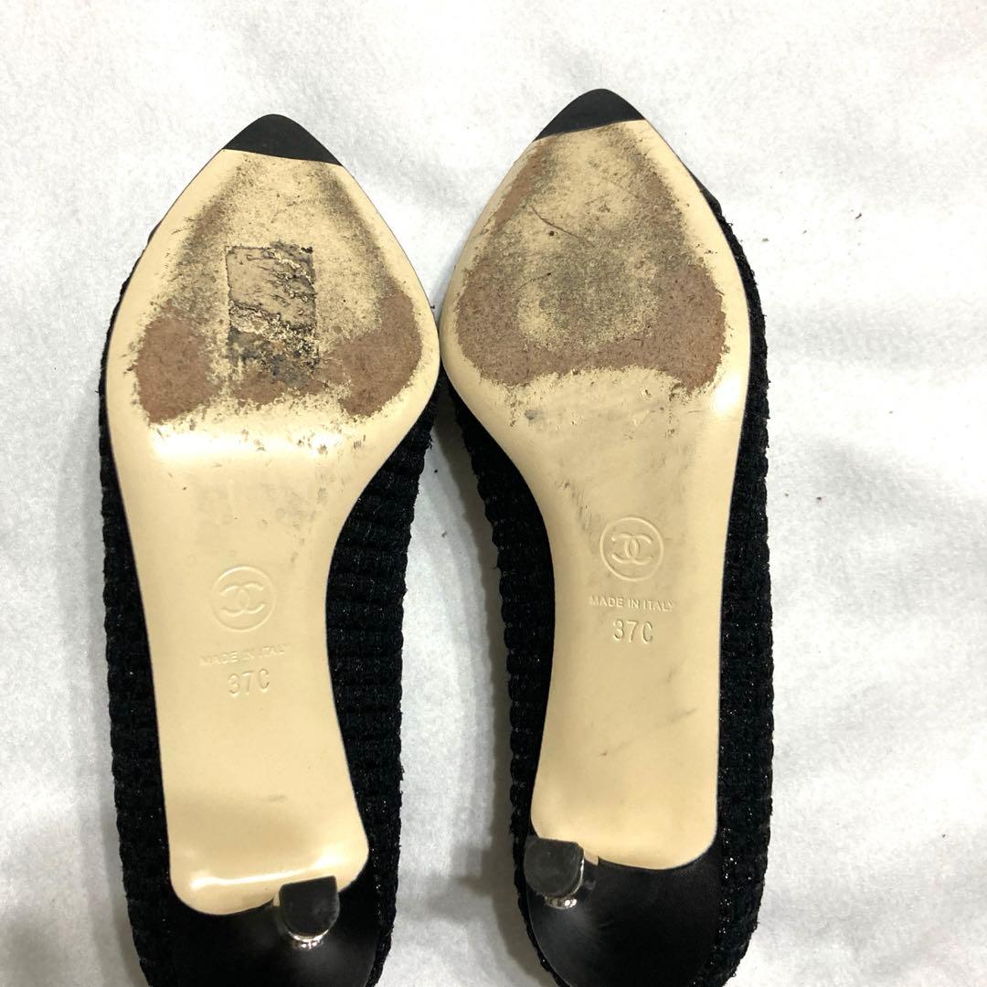 シャネル　パンプス　ツイード　37C 箱、 シューケース付き