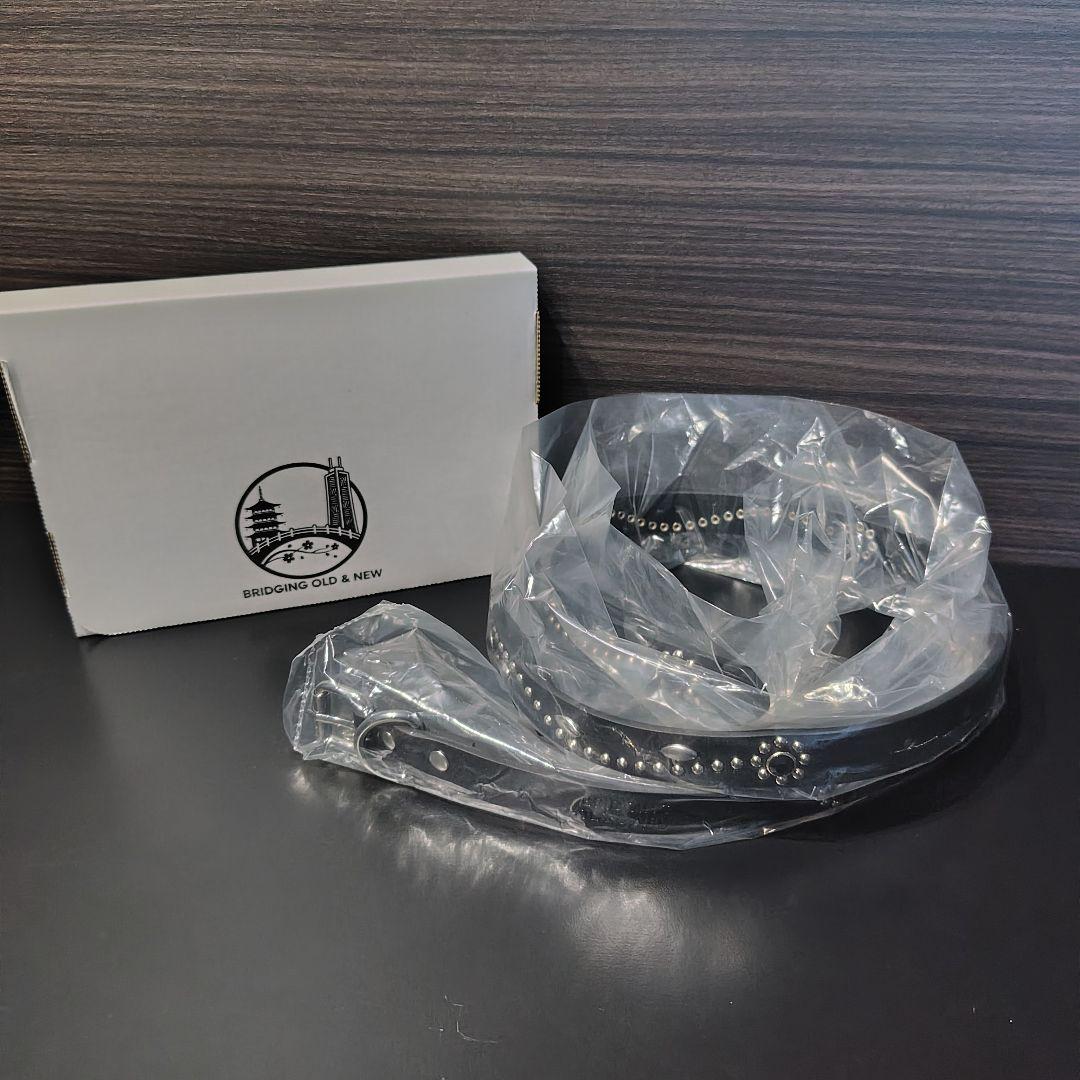 クロス銀■本革レザーフルスタッズナローベルト☆シルバーヴィンテージ