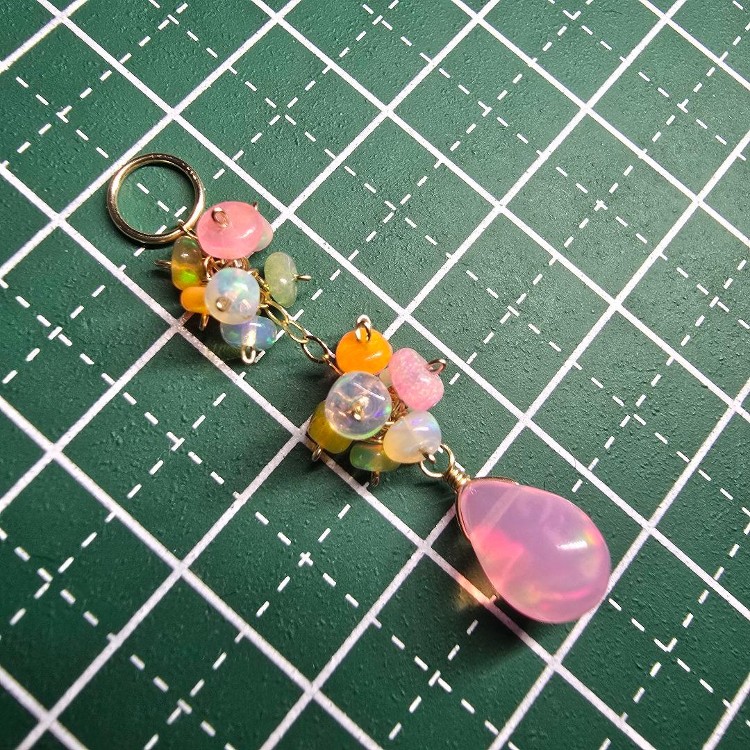 14kgf 遊色抜群カラーグラデーションオパールピアスAタイプvegagift