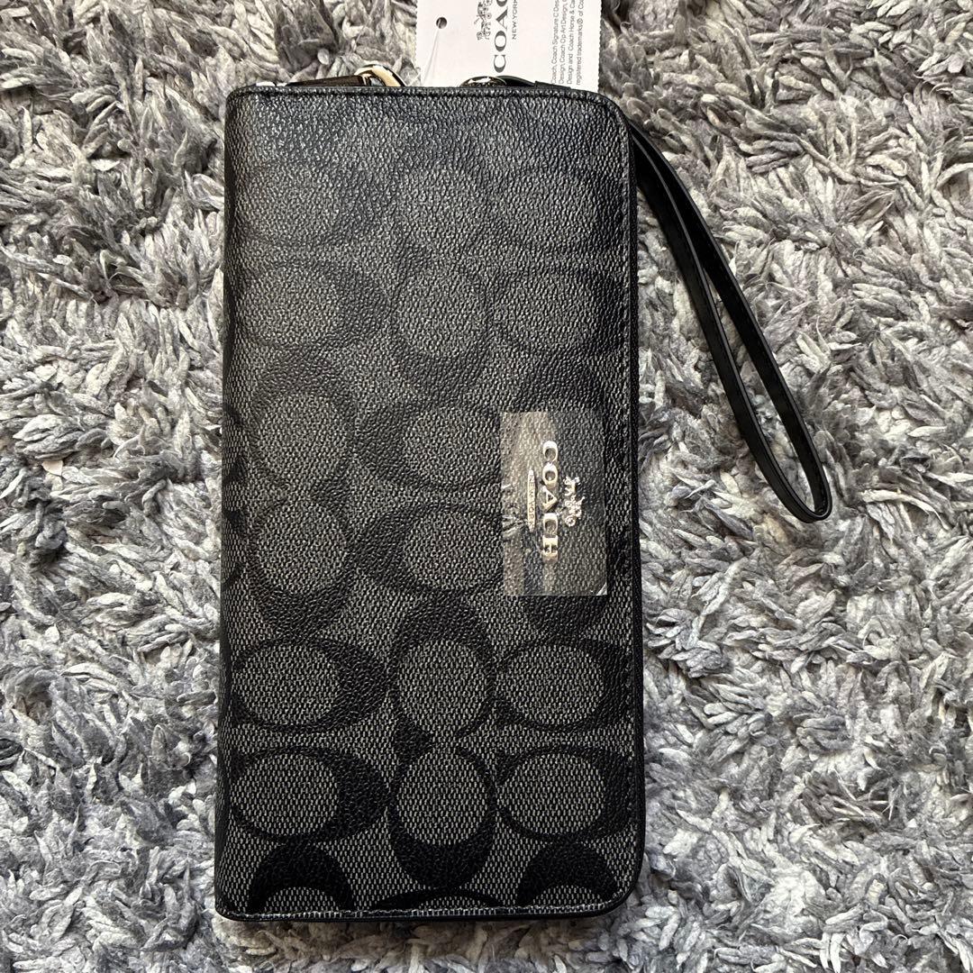 COACH コーチ 長財布　黒　ブラック　シグネチャー　新品未使用　ストラップ