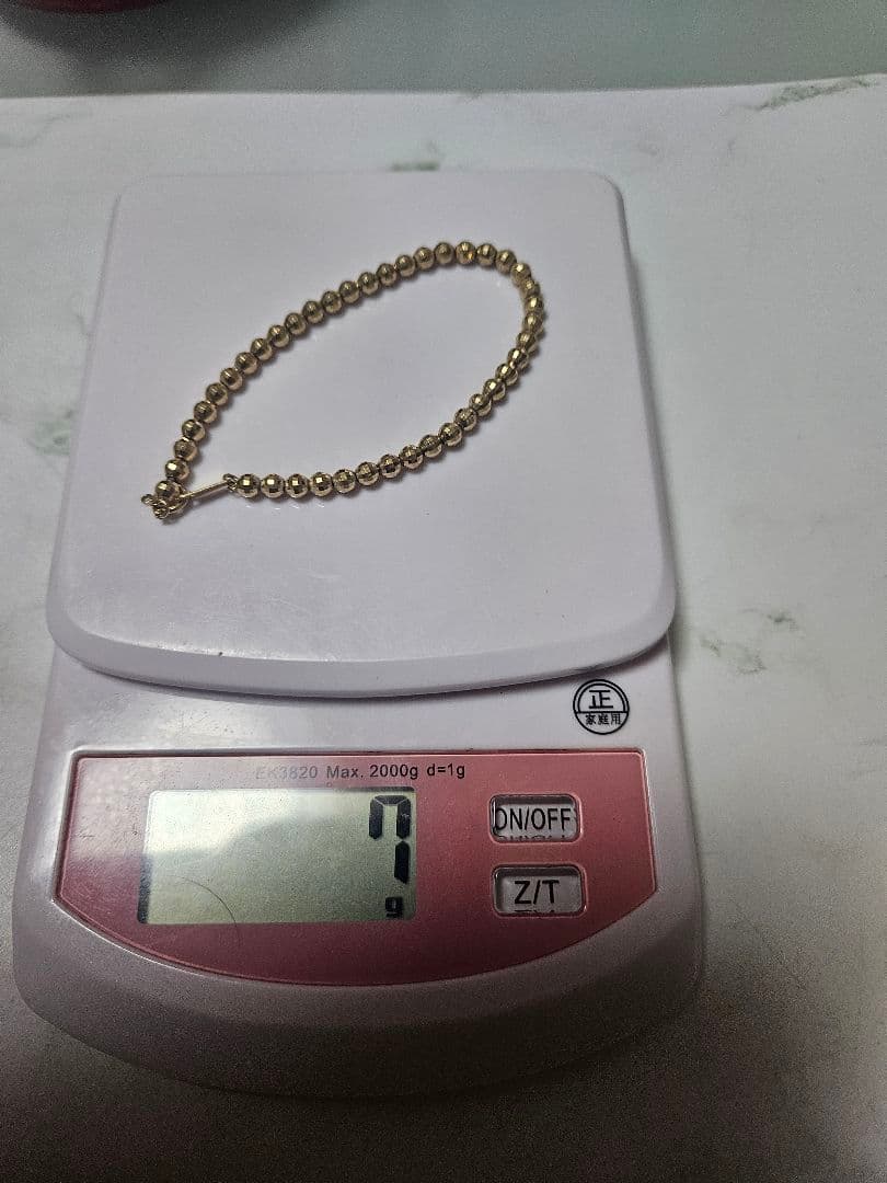 K18 金ミラーカットボールブレスレット 18cm